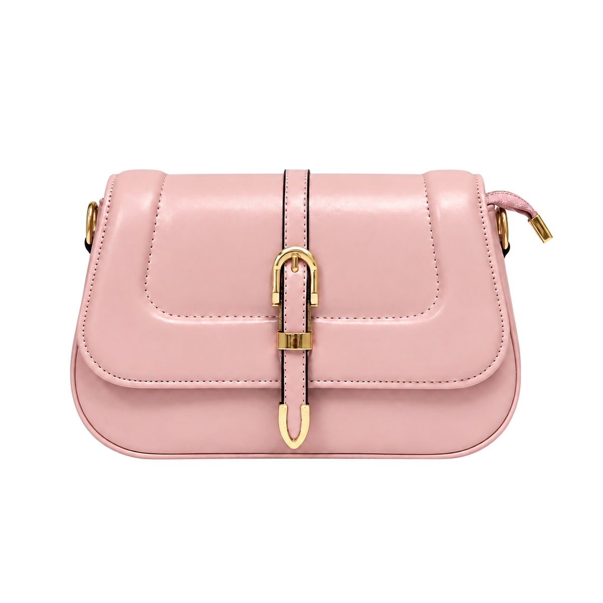 Sac Élégance Dorée Rose sur fond blanc