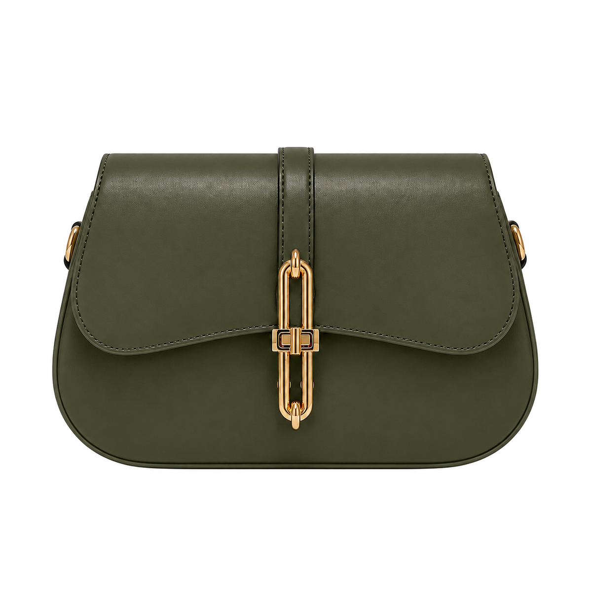 Sac Élégance Signature Vert olive sur fond blanc