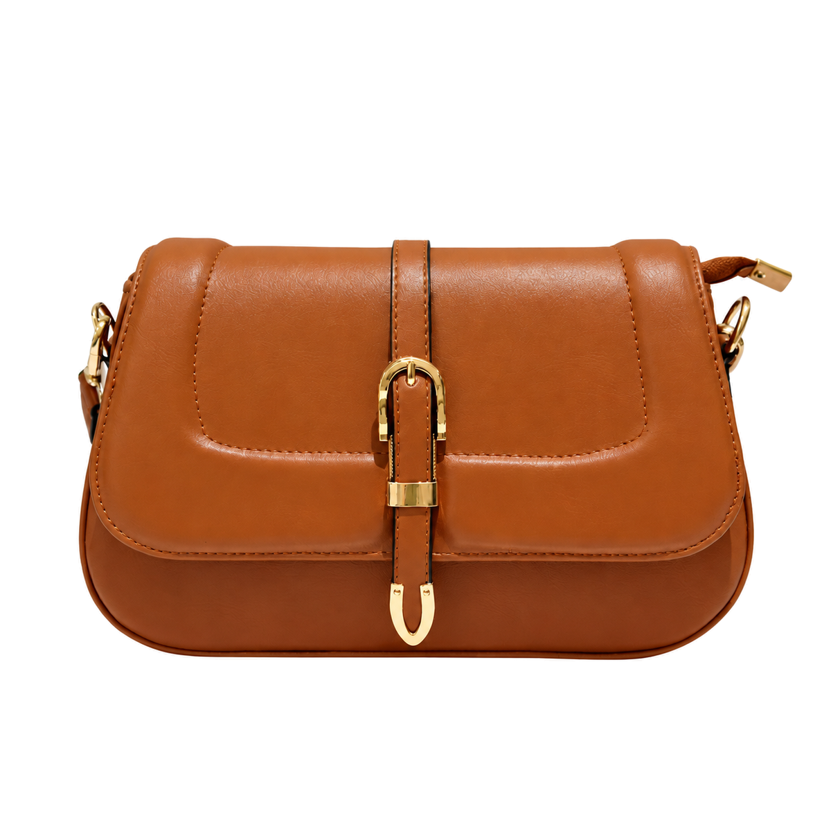 Sac Élégance Dorée Camel foncé sur fond blanc