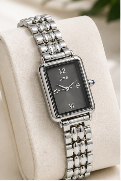 Montre Éclat Rectangulaire Argentée – Élégance Intemporelle