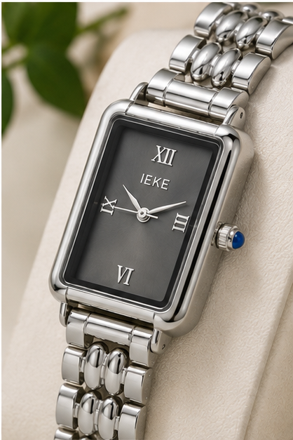 Montre Éclat Rectangulaire Argentée – Élégance Intemporelle