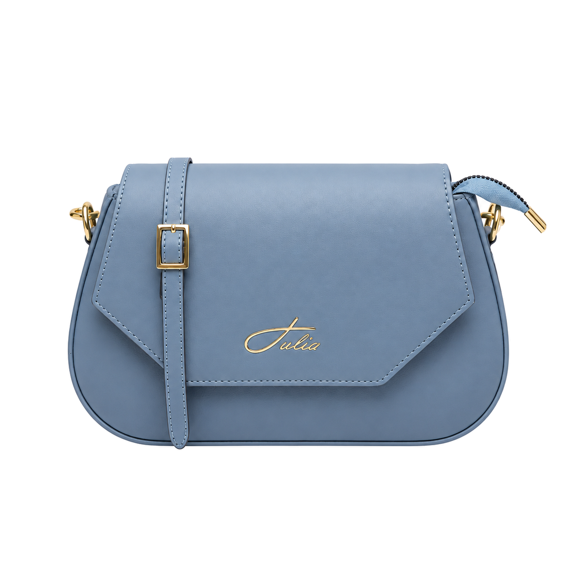 Sac bandoulière femme élégant Bleu ciel sur fond blanc