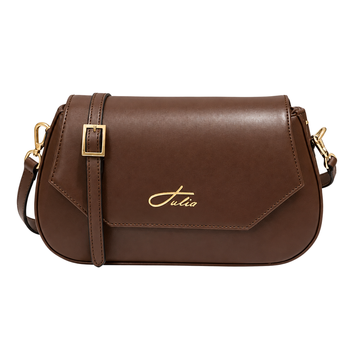 Sac bandoulière femme élégant Marron sur fond blanc