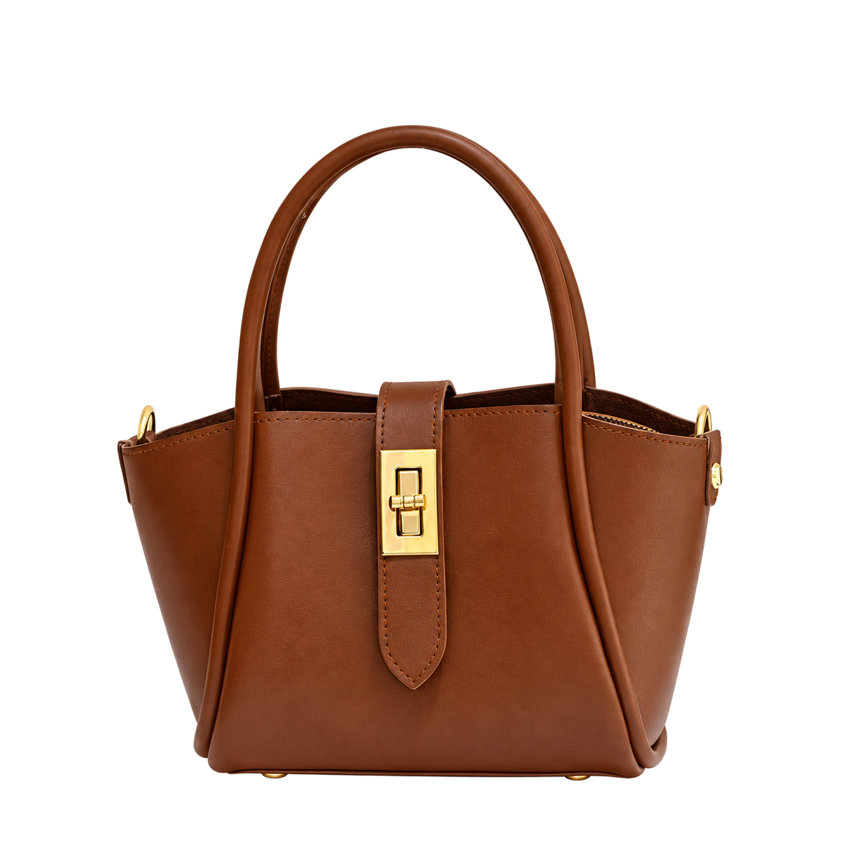 Sac bandoulière Milano camel foncé sur fond blanc