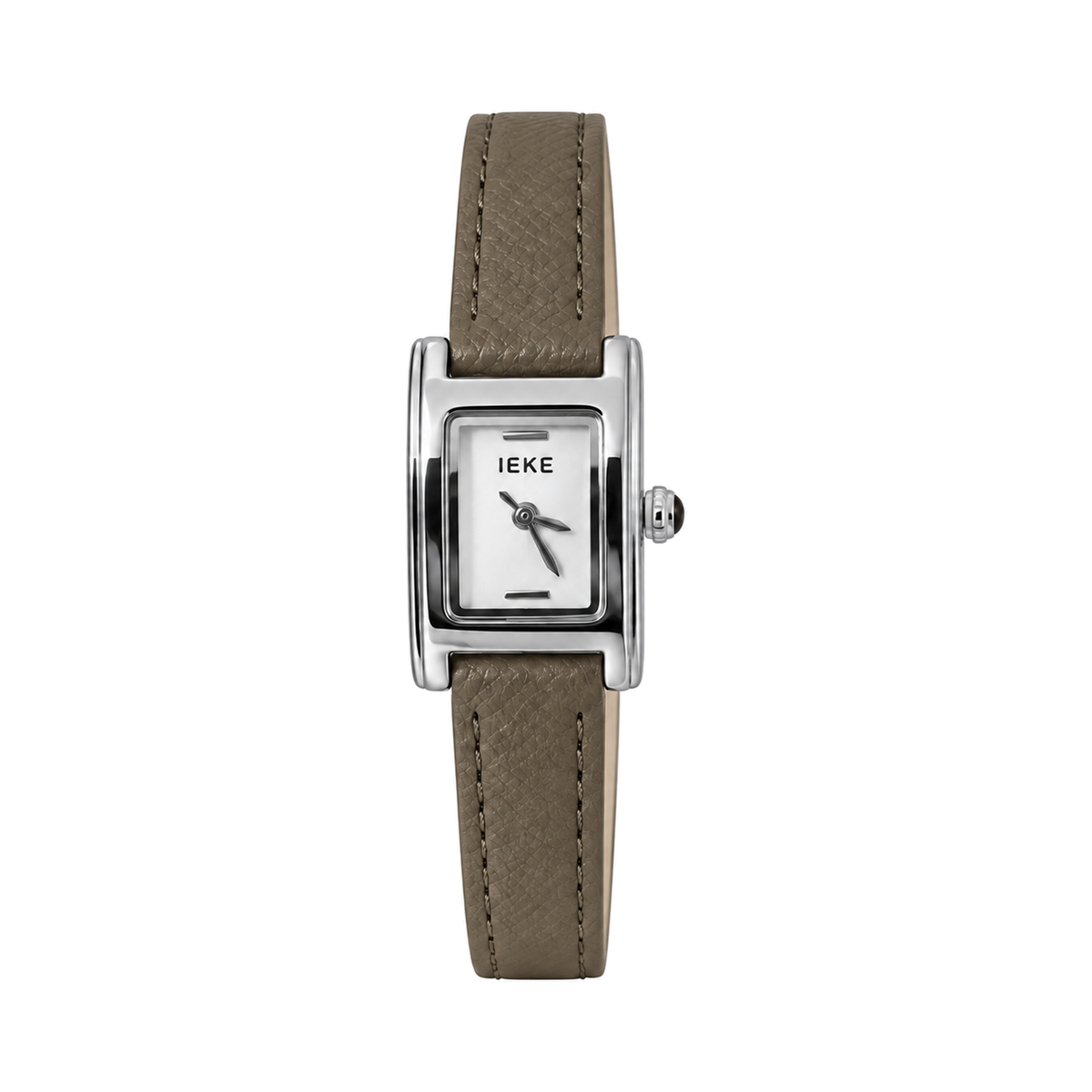 Montre Éclat Rectangulaire Argentée – Bracelet Taupe & Cadran Ivoire — photo principale sur fond blanc