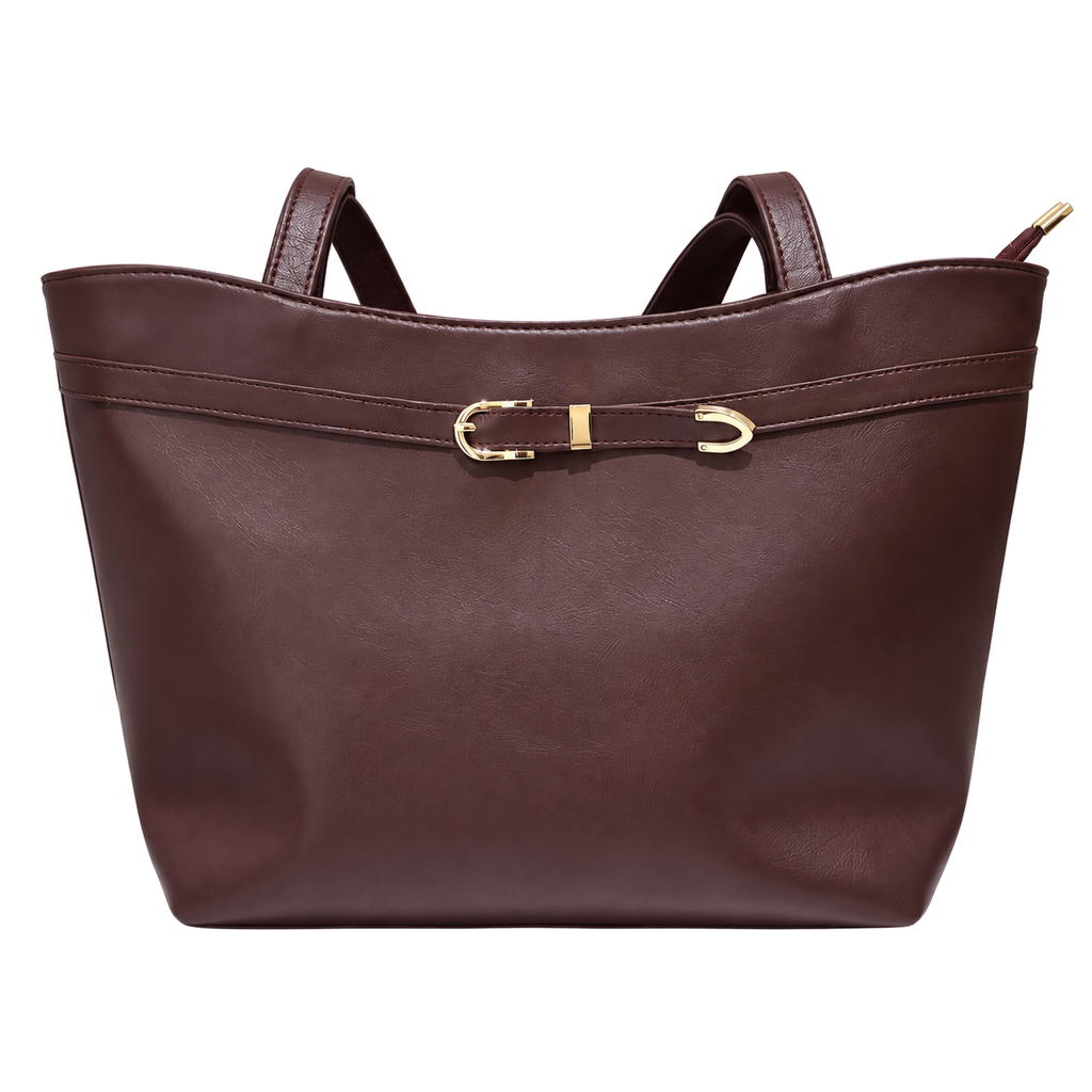Sac Alba Élégance Marron – cabas à détail doré sur fond blanc