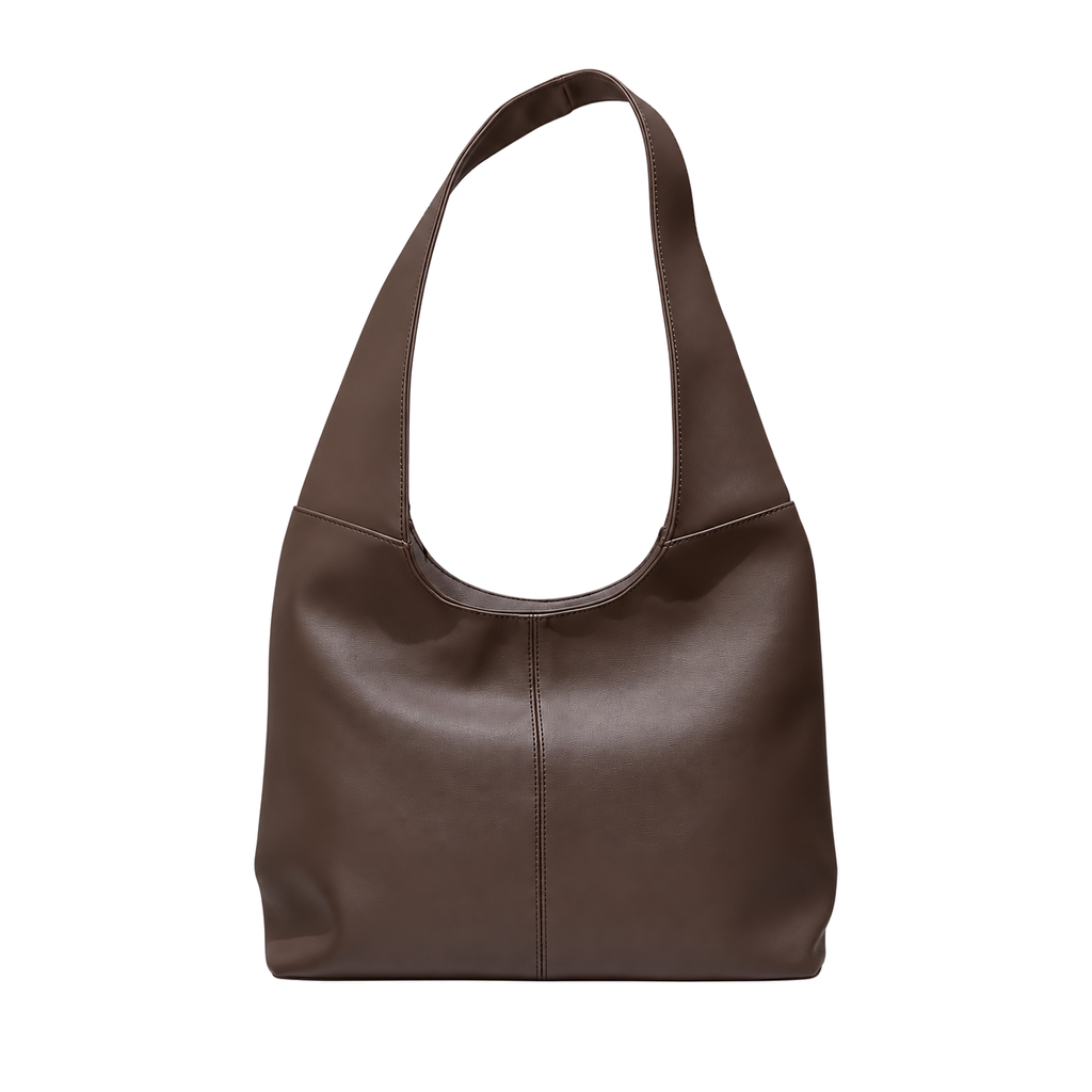 Sac Naïa Élégance marron à anse large sur fond blanc