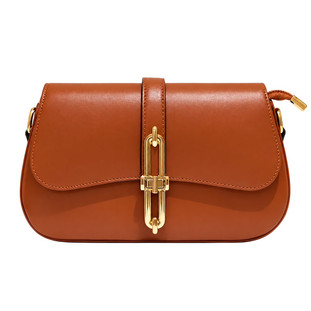 Sac Élégance Signature Camel foncé sur fond blanc